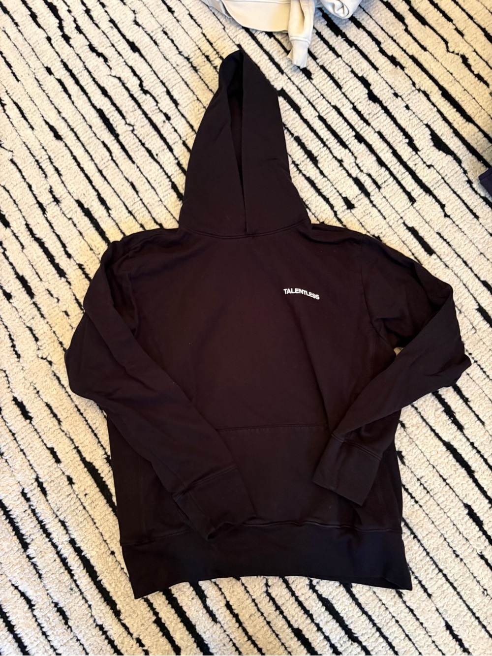 TALENTLESS Black Crewneck Hoodie with Subtle Logo